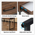 Bureau de travail et d'étude de 120 cm avec 2 tiroirs de rangement