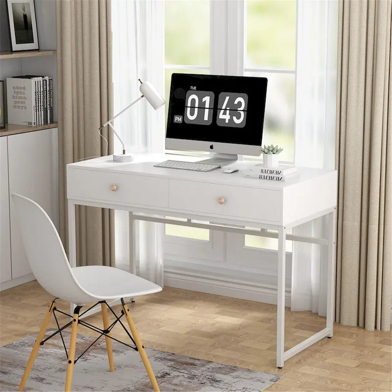 Bureau de travail et d'étude de 120 cm avec 2 tiroirs de rangement