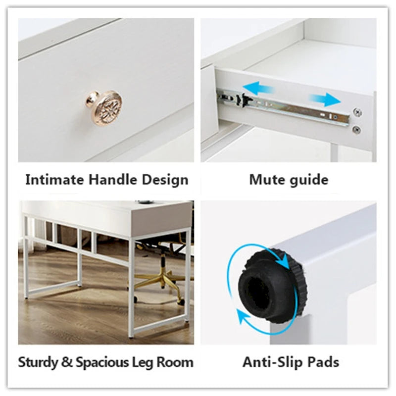 Bureau de travail et d'étude de 120 cm avec 2 tiroirs de rangement