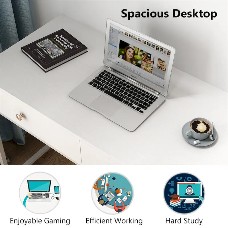 Bureau de travail et d'étude de 120 cm avec 2 tiroirs de rangement