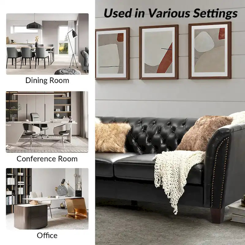 Canapé Regina 82.5 en cuir véritable capitonné pour salon par HULALA HOME