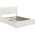 Cadre de lit tapissé Yaheetech avec 4 tiroirs de rangement et ports USB intégrés