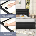 Cadre de lit tapissé Yaheetech avec 4 tiroirs de rangement et ports USB intégrés