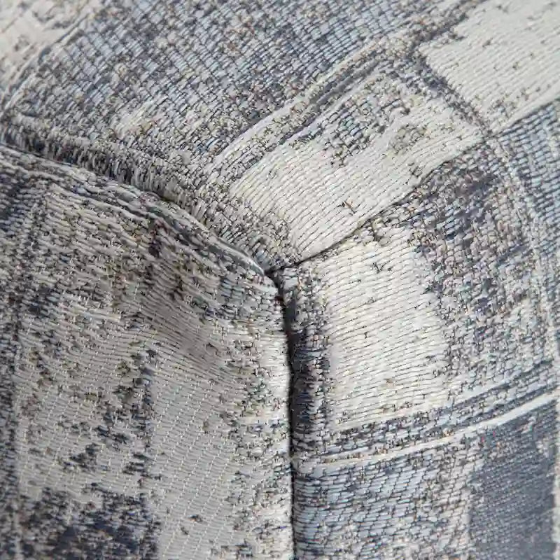 Pouf ottoman carré Jani Biarritz gris et ivoire de 56 cm – Repose-pieds fait main pour salon et chambre