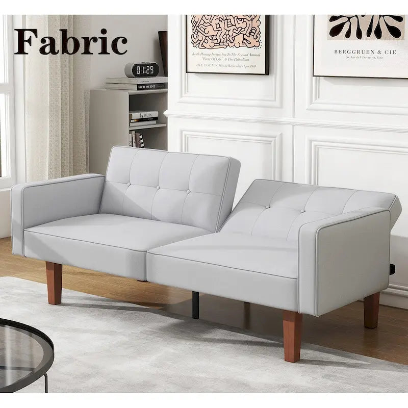 Canapé-lit futon, canapé en similicuir à mémoire de forme, causeuse convertible moderne pour petit salon