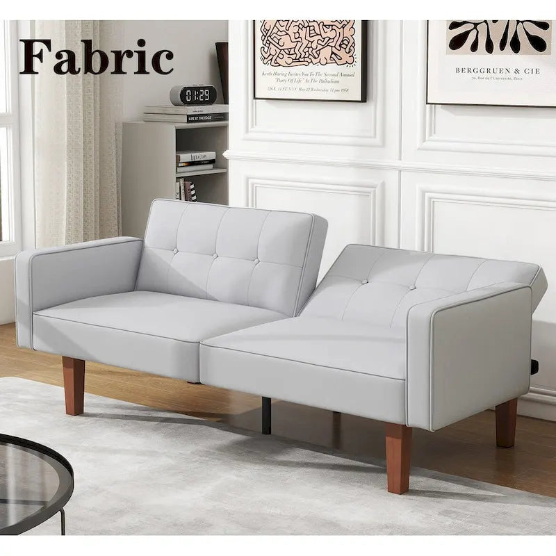 Canapé-lit futon, canapé en similicuir à mémoire de forme, causeuse convertible moderne pour petit salon