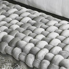 Banc d'entrée en velours tissé épais avec pieds en bois