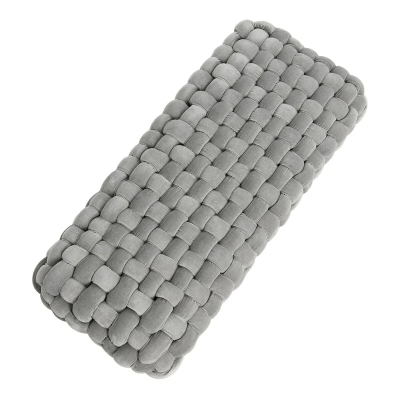 Banc d'entrée en velours tissé épais avec pieds en bois