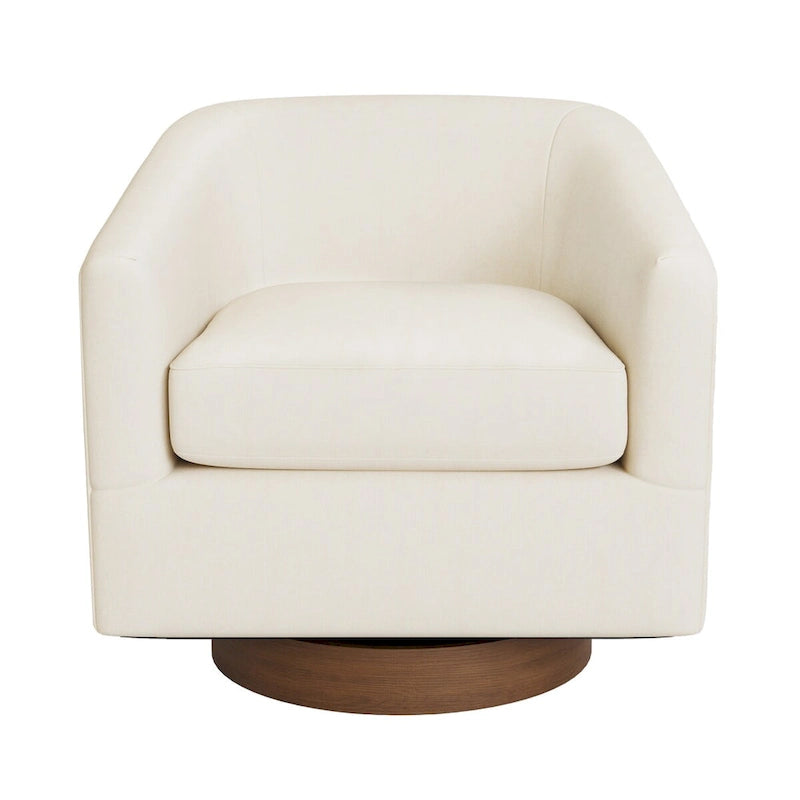 Fauteuil pivotant moderne en tissu pour salon, structure en bois