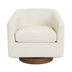 Fauteuil pivotant moderne en tissu pour salon, structure en bois