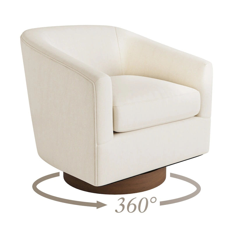 Fauteuil pivotant moderne en tissu pour salon, structure en bois