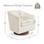 Fauteuil pivotant moderne en tissu pour salon, structure en bois