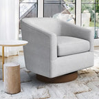 Fauteuil pivotant moderne en tissu pour salon, structure en bois