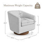 Fauteuil pivotant moderne en tissu pour salon, structure en bois