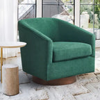 Fauteuil pivotant moderne en tissu pour salon, structure en bois