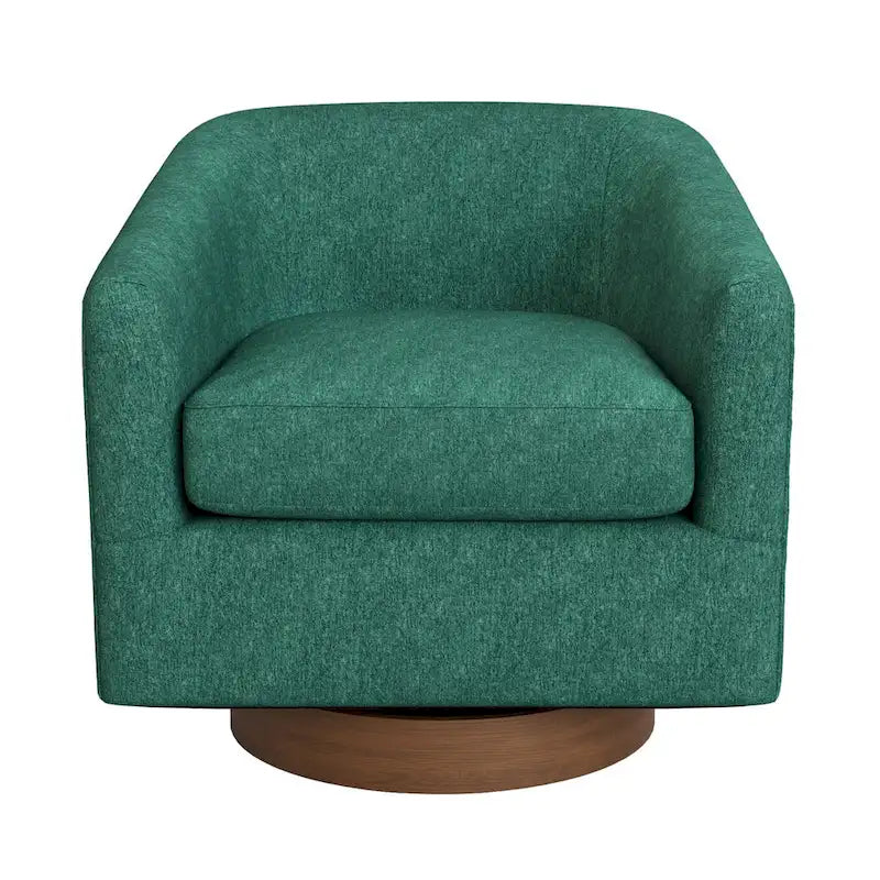 Fauteuil pivotant moderne en tissu pour salon, structure en bois