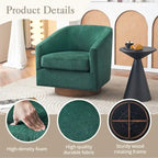 Fauteuil pivotant moderne en tissu pour salon, structure en bois