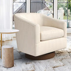 Fauteuil pivotant moderne en tissu pour salon, structure en bois