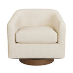 Fauteuil pivotant moderne en tissu pour salon, structure en bois