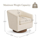 Fauteuil pivotant moderne en tissu pour salon, structure en bois