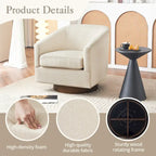 Fauteuil pivotant moderne en tissu pour salon, structure en bois