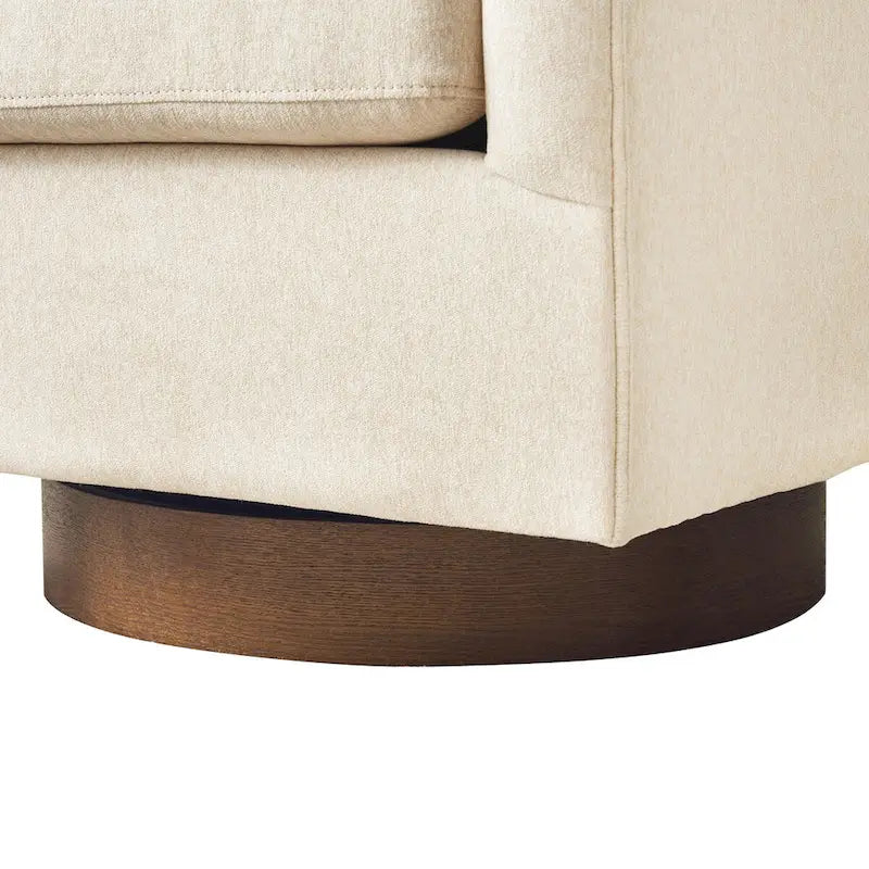 Fauteuil pivotant moderne en tissu pour salon, structure en bois