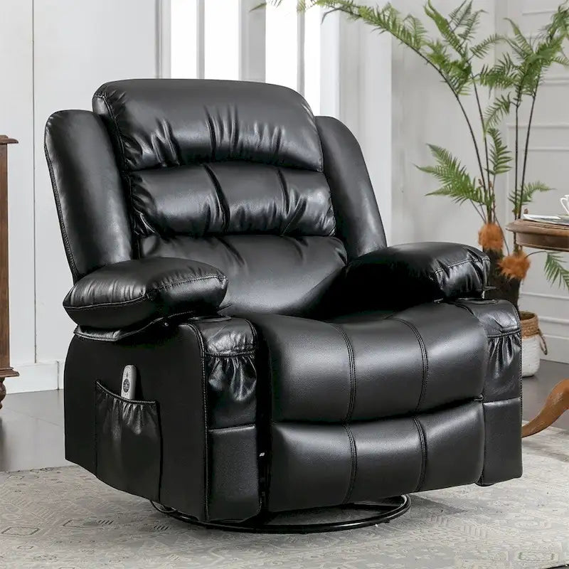 Modern Manual Swivel Rocker Recliner Chair, Massage Heated Chair
