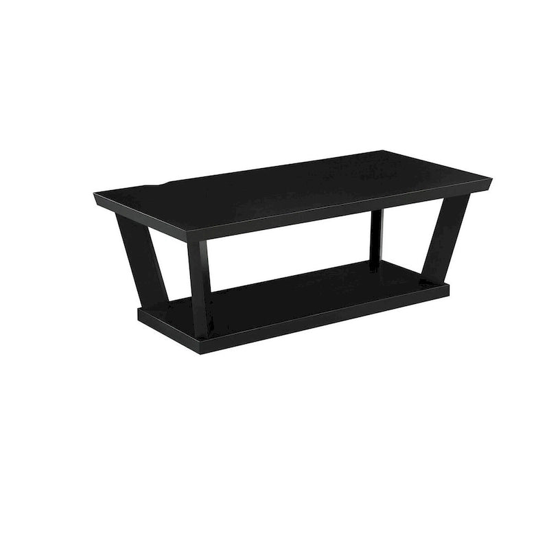 Ensemble de 3 tables basses, design conique incliné, plateau rectangulaire noir