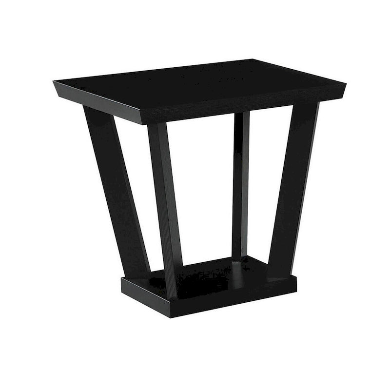 Ensemble de 3 tables basses, design conique incliné, plateau rectangulaire noir