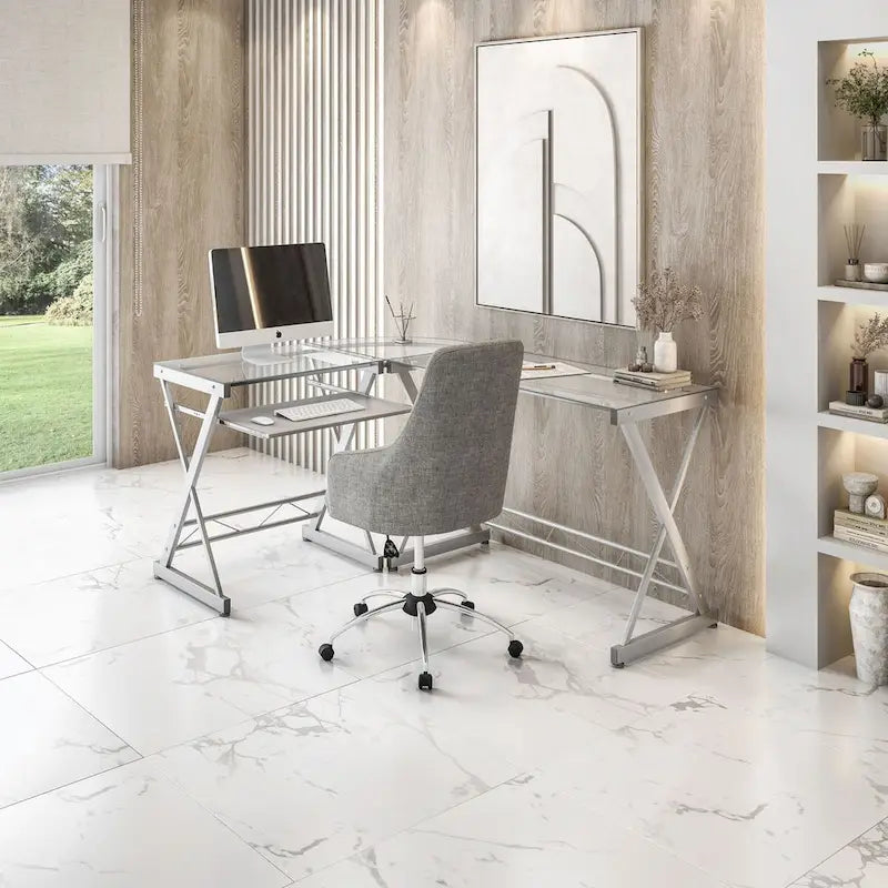 Bureau d'angle en verre trempé de luxe