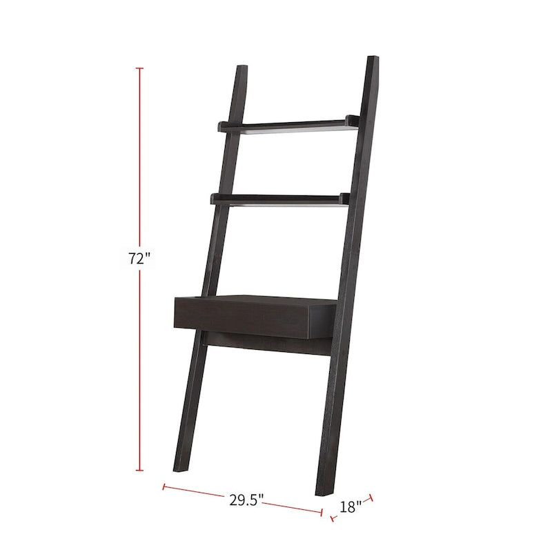 Bureau échelle 2 étagères avec tiroir couleur cappuccino