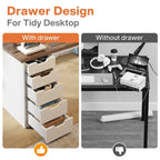 Bureau d'ordinateur en bois de 119 cm avec 5 tiroirs, bureau d'écriture avec cadre en métal pour chambre et bureau