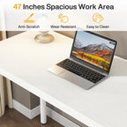 Bureau d'ordinateur en bois de 119 cm avec 5 tiroirs, bureau d'écriture avec cadre en métal pour chambre et bureau