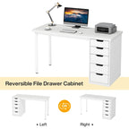 Bureau d'ordinateur en bois de 119 cm avec 5 tiroirs, bureau d'écriture avec cadre en métal pour chambre et bureau