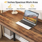 Bureau d'ordinateur en bois de 119 cm avec 5 tiroirs, bureau d'écriture avec cadre en métal pour chambre et bureau