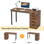 Bureau d'ordinateur en bois de 119 cm avec 5 tiroirs, bureau d'écriture avec cadre en métal pour chambre et bureau