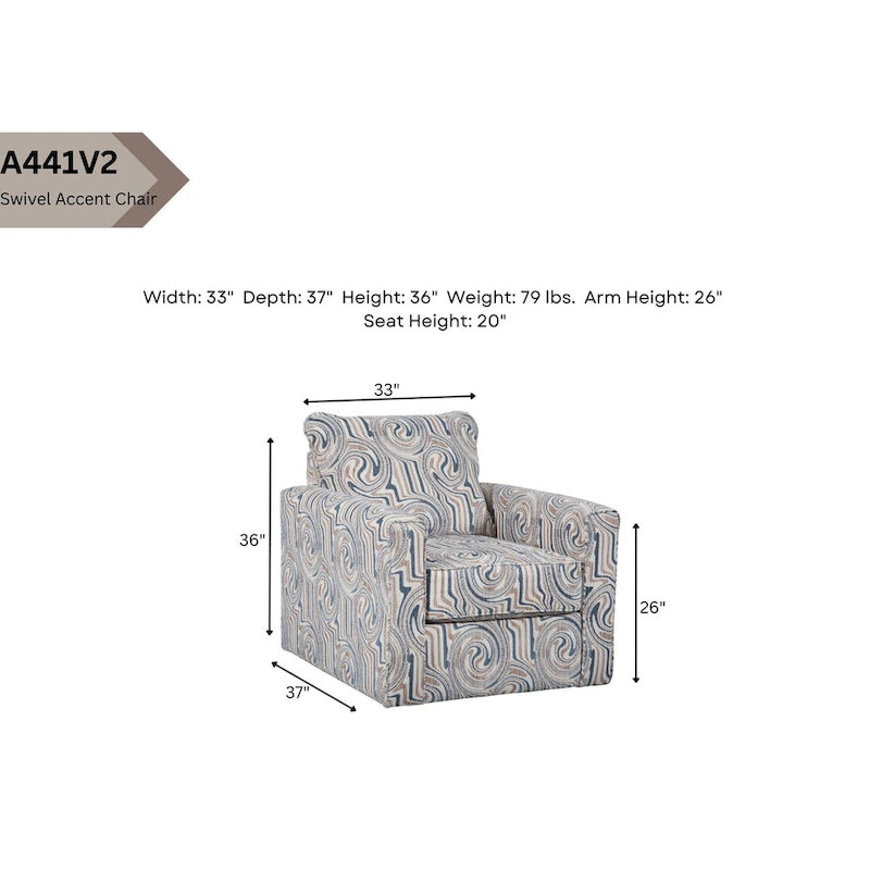 Fauteuil pivotant American Furniture Classics Delilah Modèle 8-03SOA-AC23V2